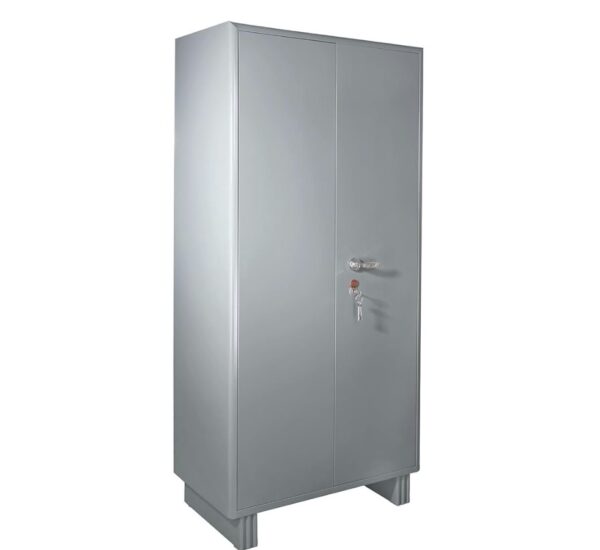 Laxmi KAPAT Metal Office Wardrobe | 2 Door Almirah Cupboard with 4 Adjustable Shelves & Locking System | Utility Cabinets for Office School (Powder Coated – Grey 78 X 36 X 19 Inch)